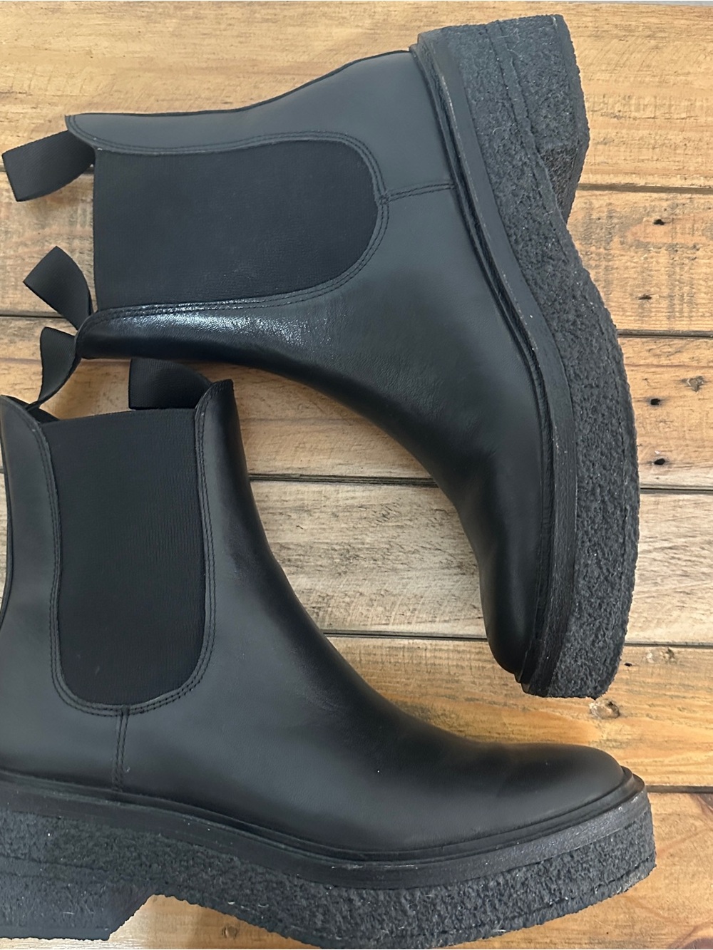 Loeffler Randall Black Leather Chelsea Heeled Boots